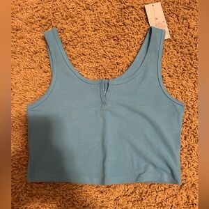 blue crop tank top